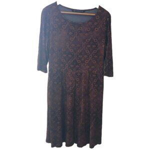 Peruvian Connection Fit & Flare L/S Midi Dress